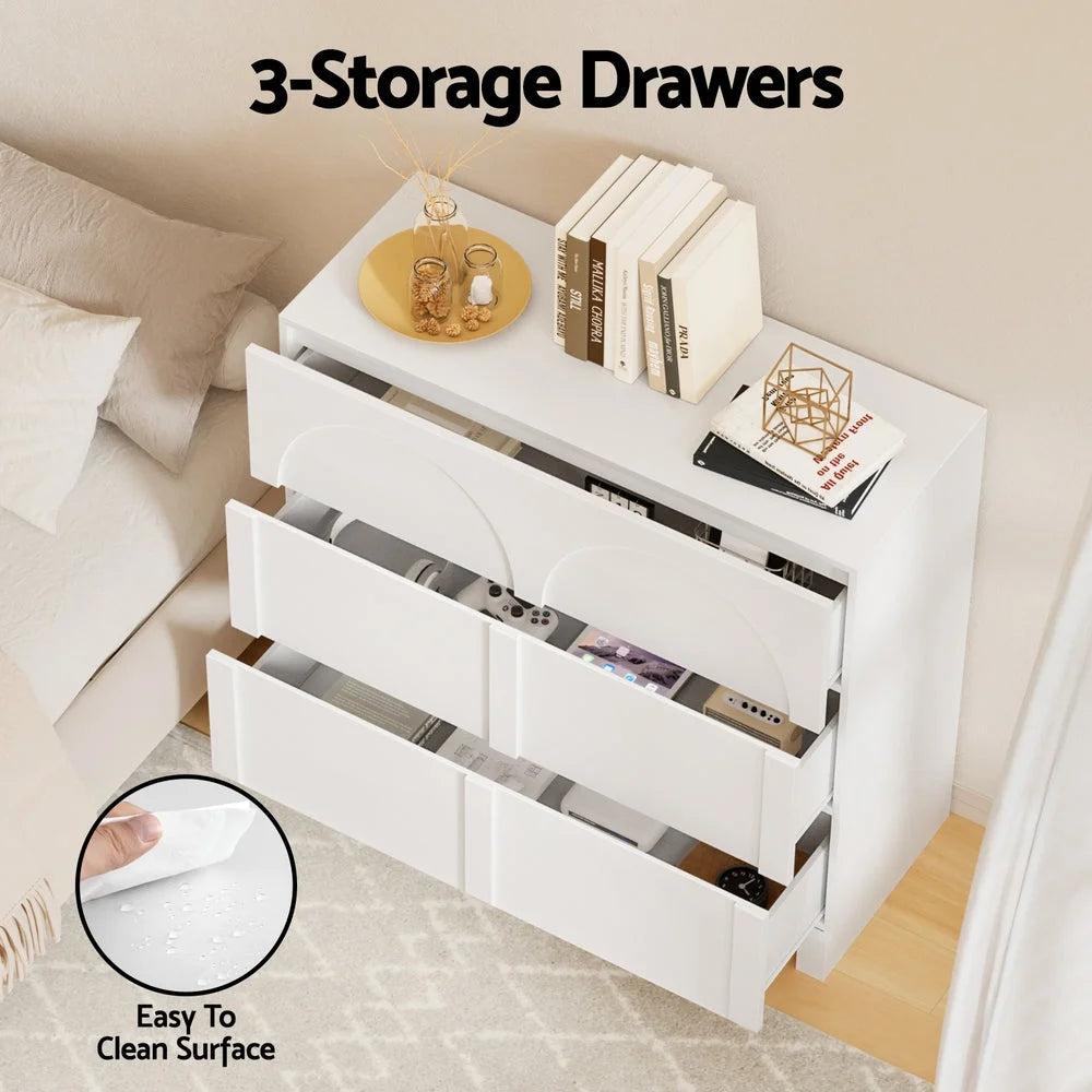 Artiss 3 Chest of Drawers Lowboy Dresser Cabinet White