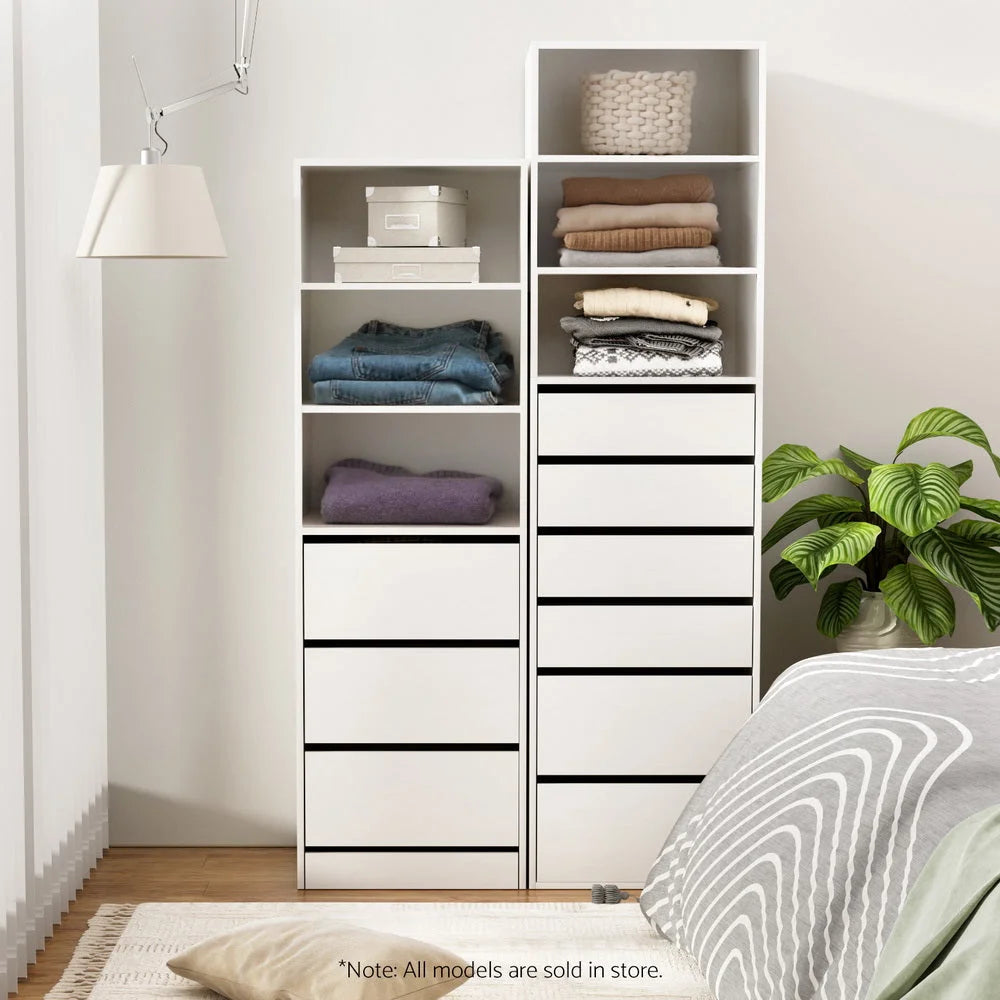 Artiss 3 Chest of Drawers Tallboy Cabinet White - Furniture