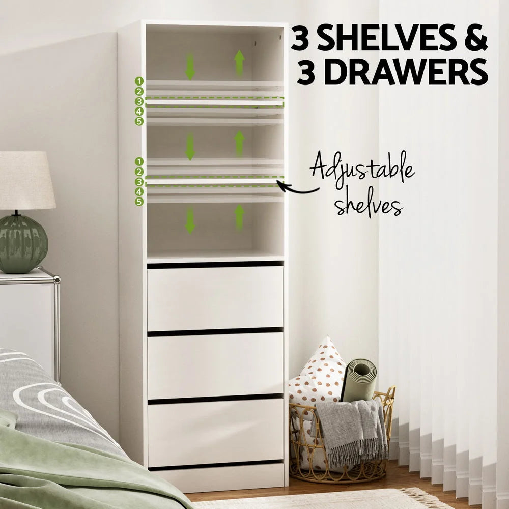 Artiss 3 Chest of Drawers Tallboy Cabinet White - Furniture