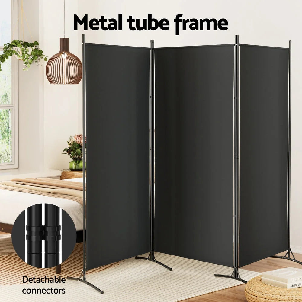 Artiss 3 Panel Room Divider Screen 260x180cm Fabric Black shown for online product comparison
