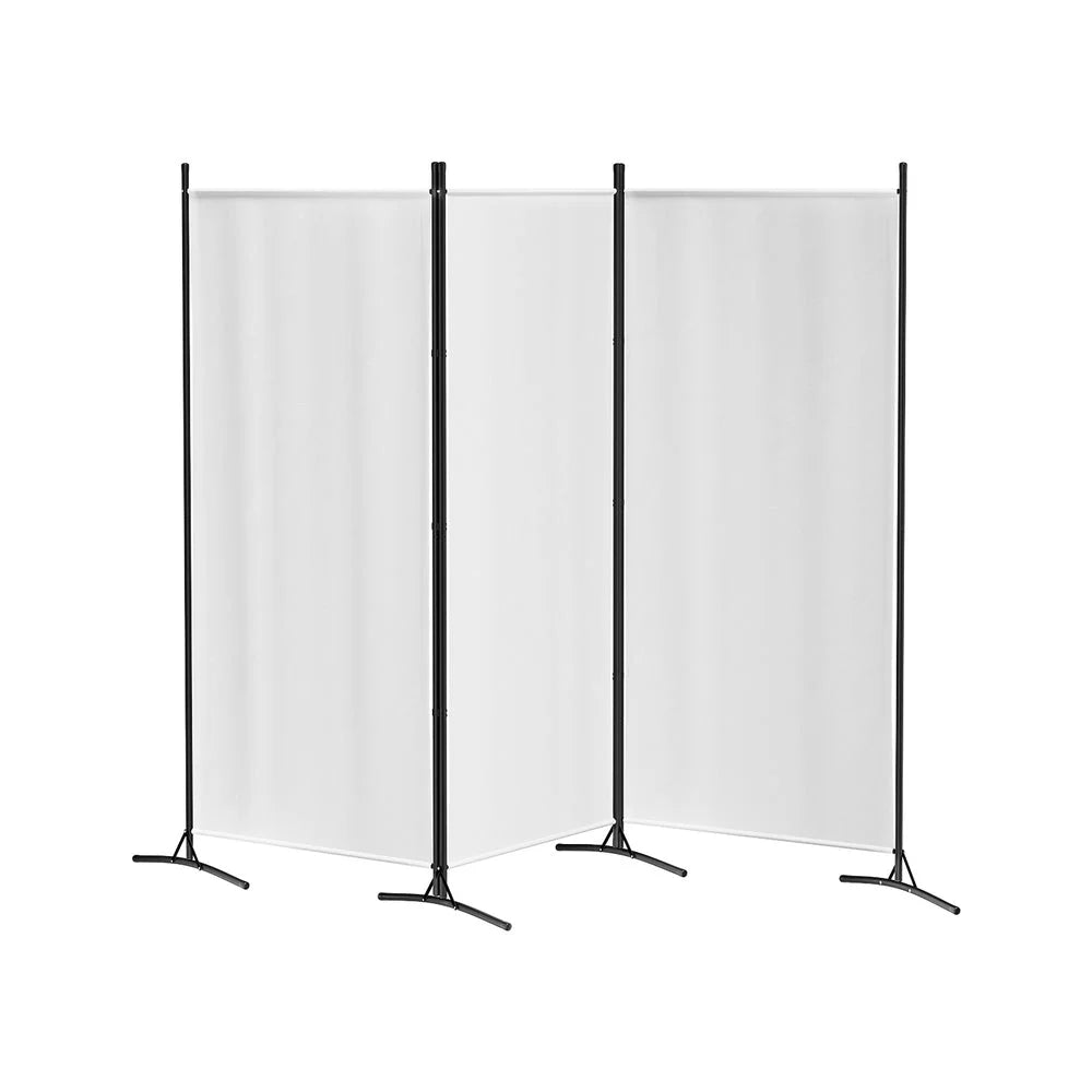 White fabric 3 260x180cm panel room divider with screen