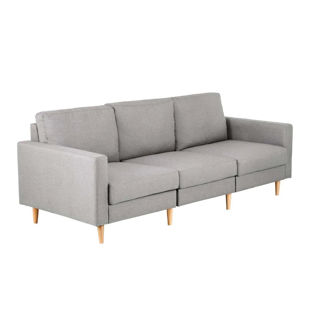 Artiss 3 Seater Sofa 225cm Linen Fabric Grey - Furniture >