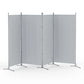 Grey fabric 345x180cm room divider screen with folding privacy panels and wooden screen frame