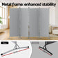 Grey fabric 345x180cm room divider screen with eight privacy panels and hinged wooden frame