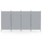 Grey fabric 345x180cm room divider screen with slatted divider panels and foldable frame