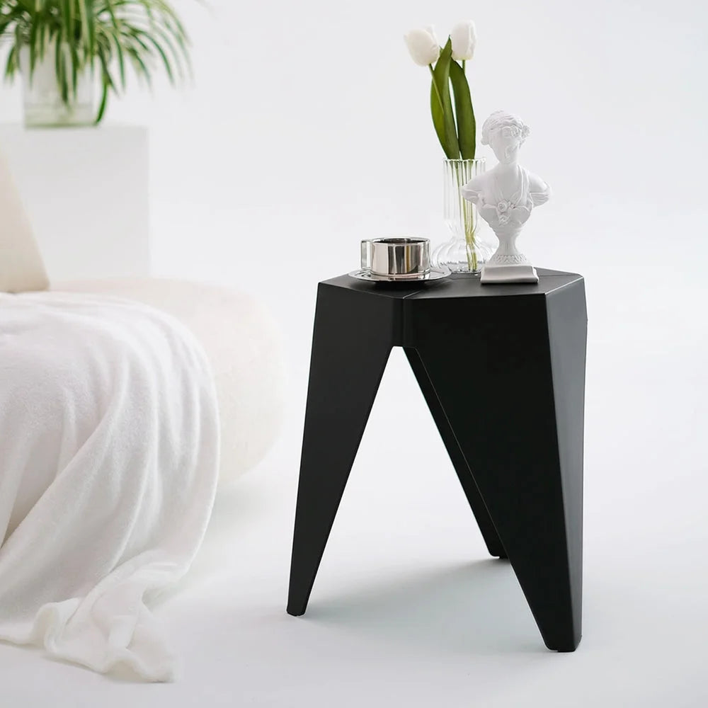 4pc Puzzle Stool Bar Stools Stackable Black Plastic