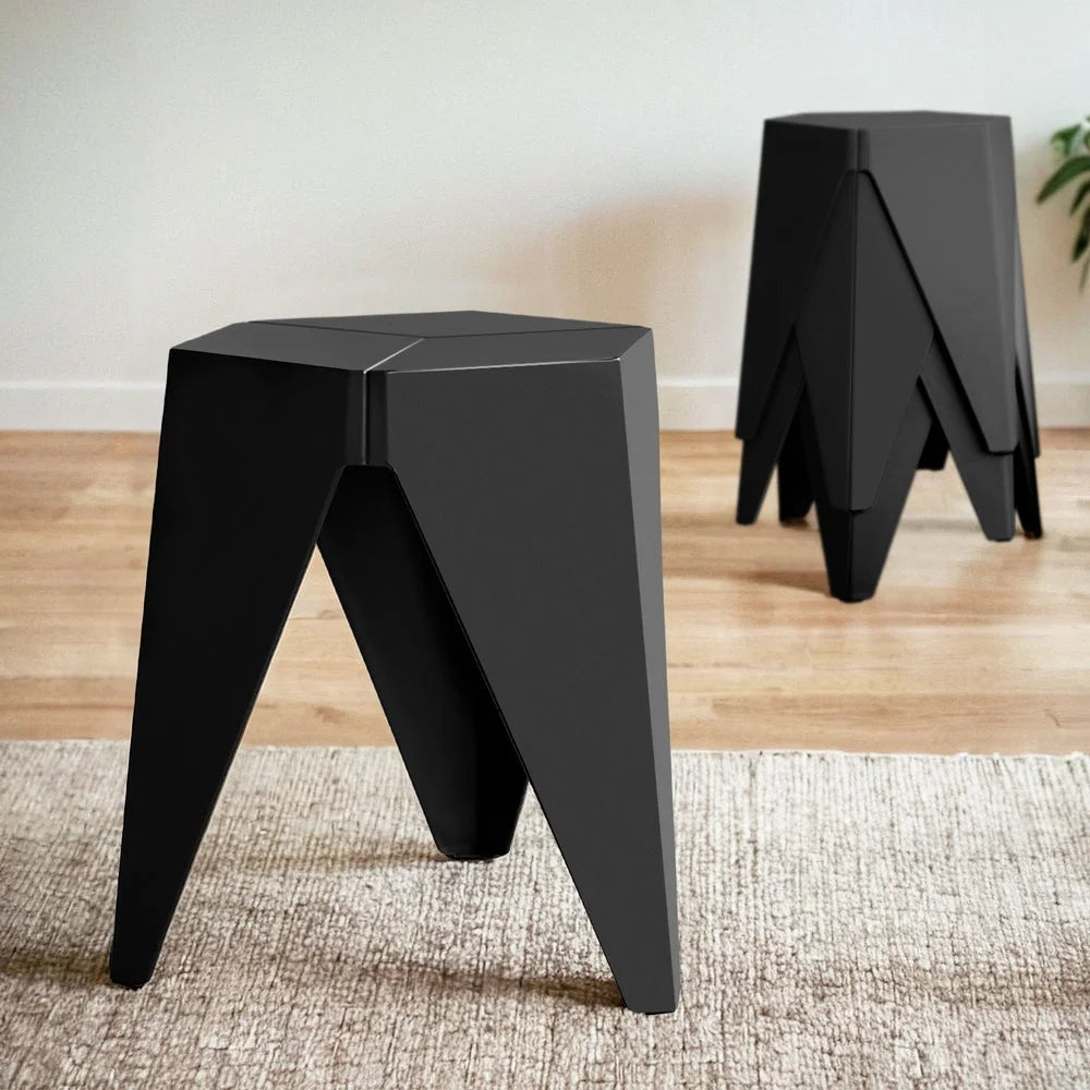 Black Plastic 4pc Puzzle Stool Bar Stools Stackable