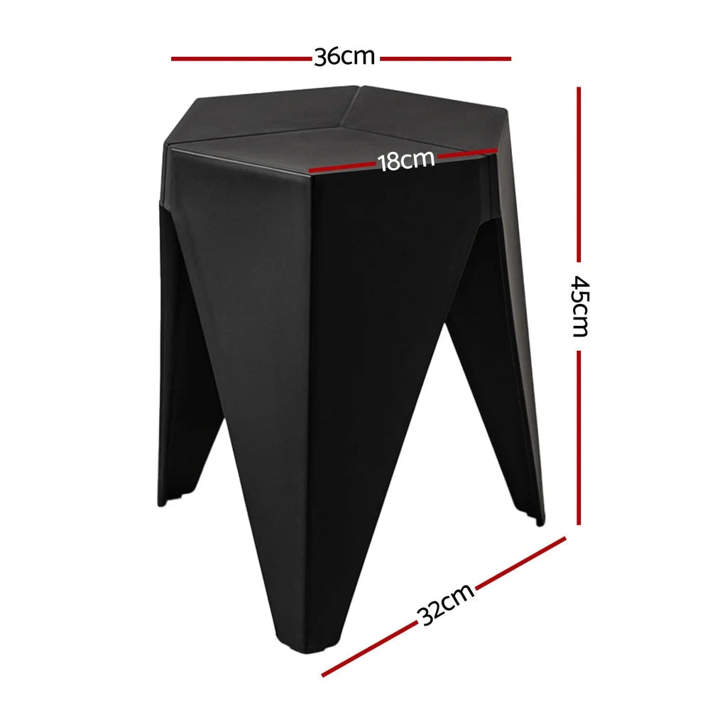 4pc Puzzle Stool Plastic Bar with Stools Stackable Black