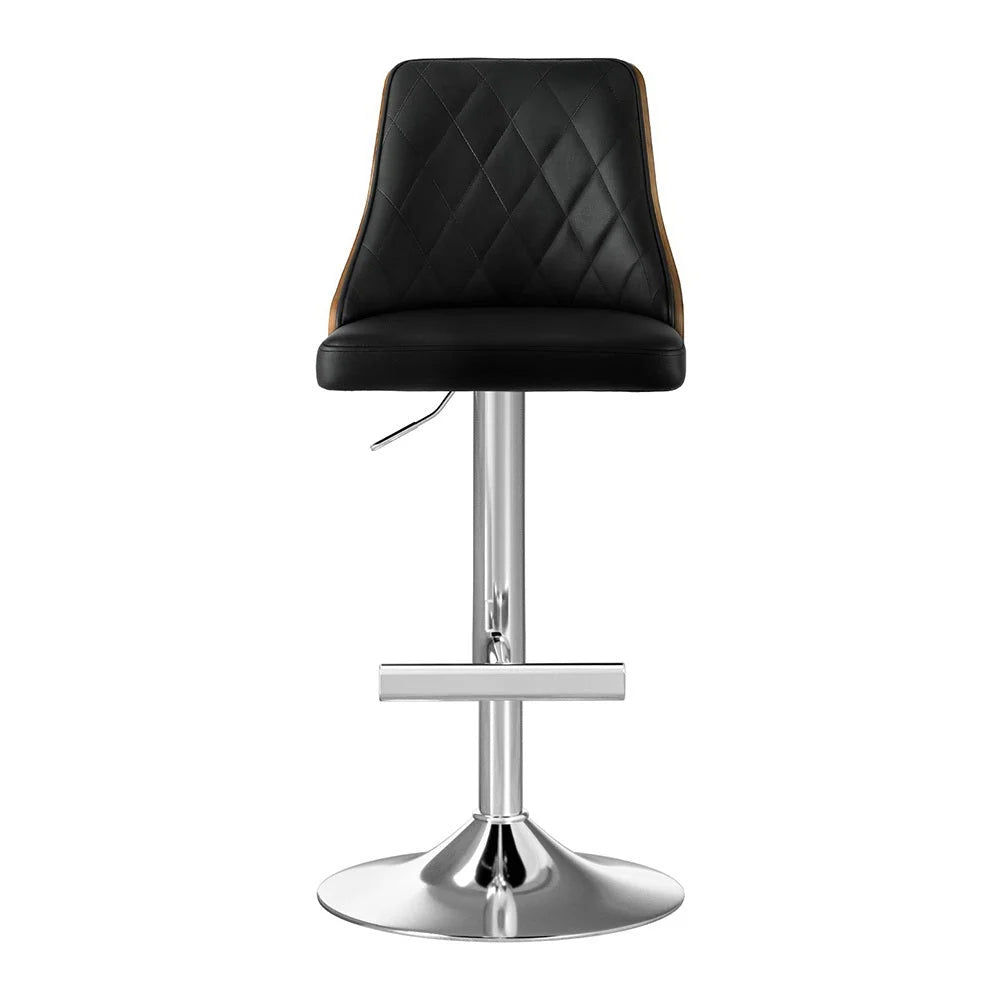 Black wood bar stool swivel with woven seat and timber frame