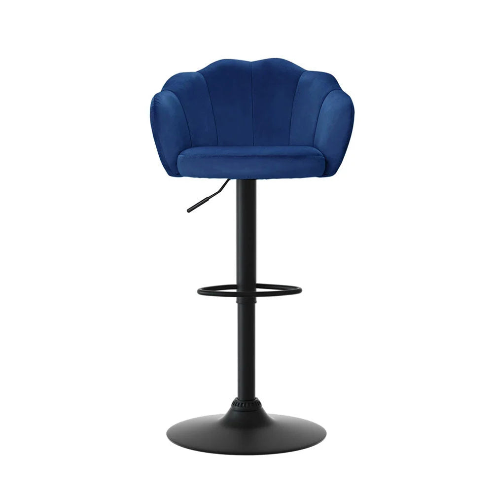 Artiss 4x Bar Stools Gas Lift Velvet Blue - Furniture > Bar