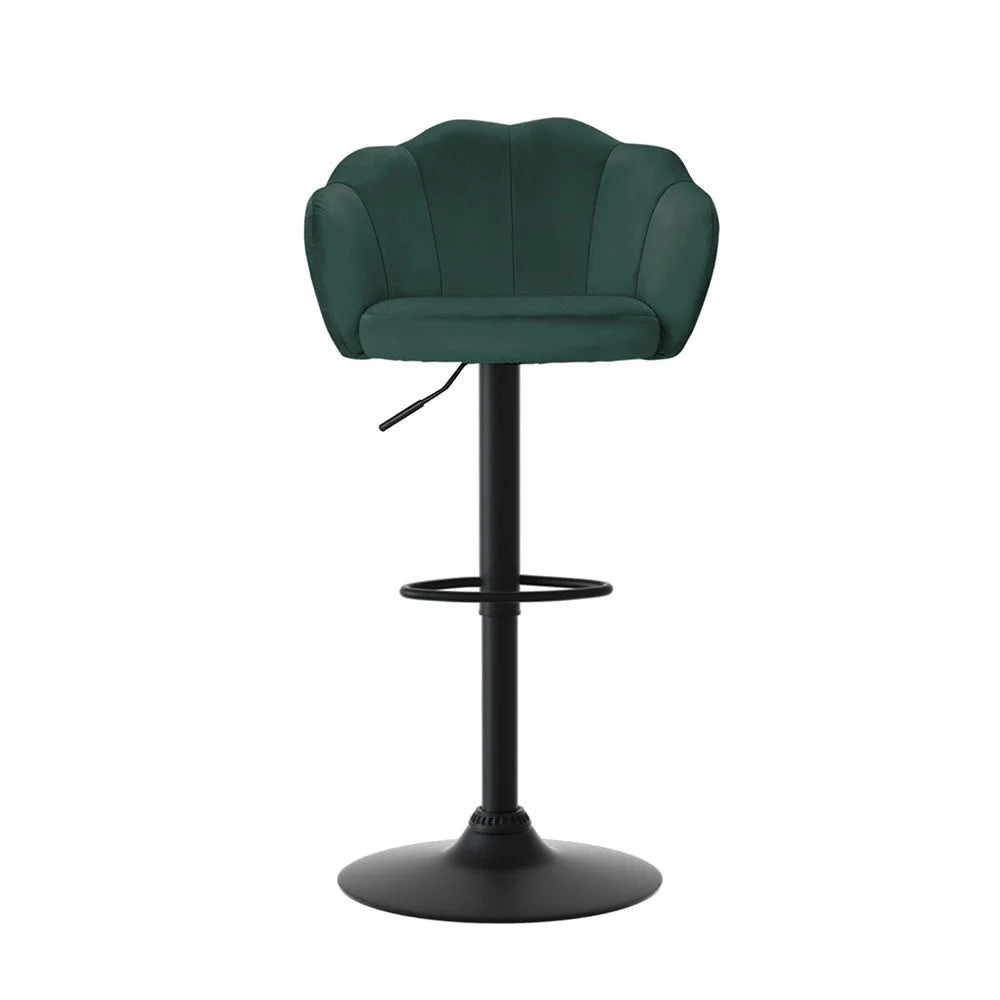 Artiss 4x Bar Stools Gas Lift Velvet Green - Furniture >