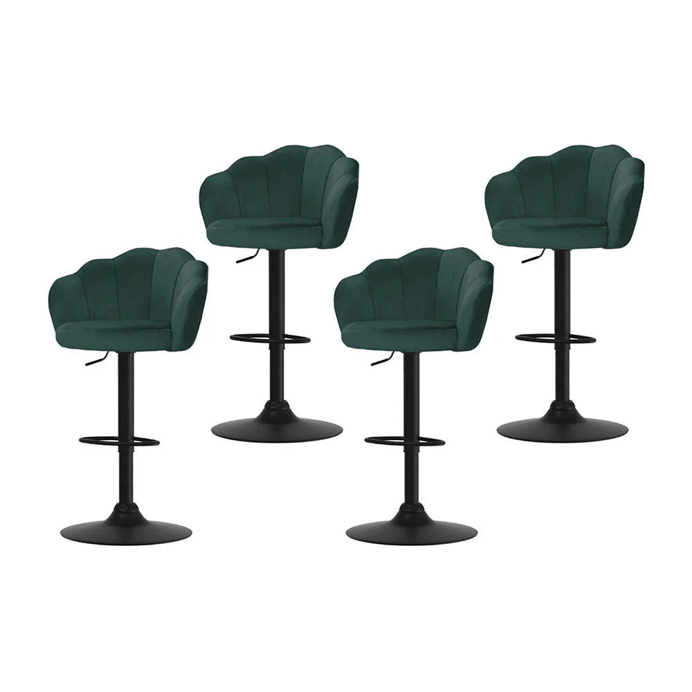 Artiss 4x Bar Stools Gas Lift Velvet Green - Furniture >