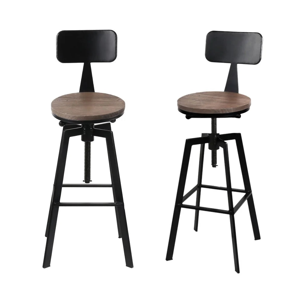 Set of four wood bar stools