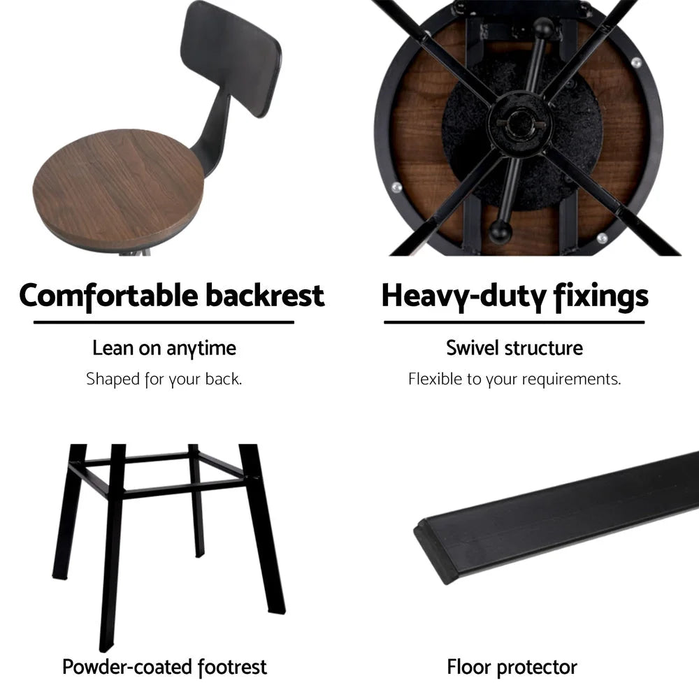 4x Bar Stools Kitchen Dining Chairs Adjustable Wood Stool