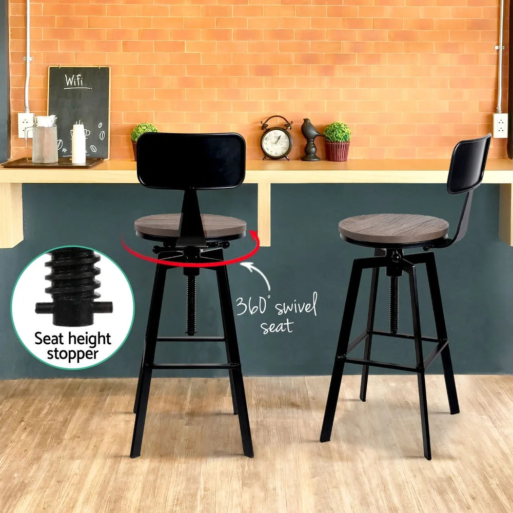 Set of four wood bar stools