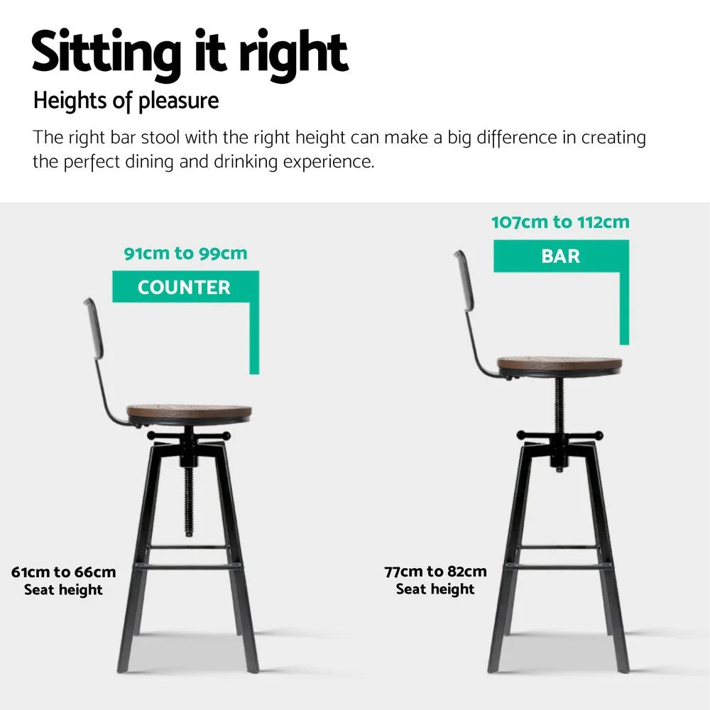 Set of four wood bar stools