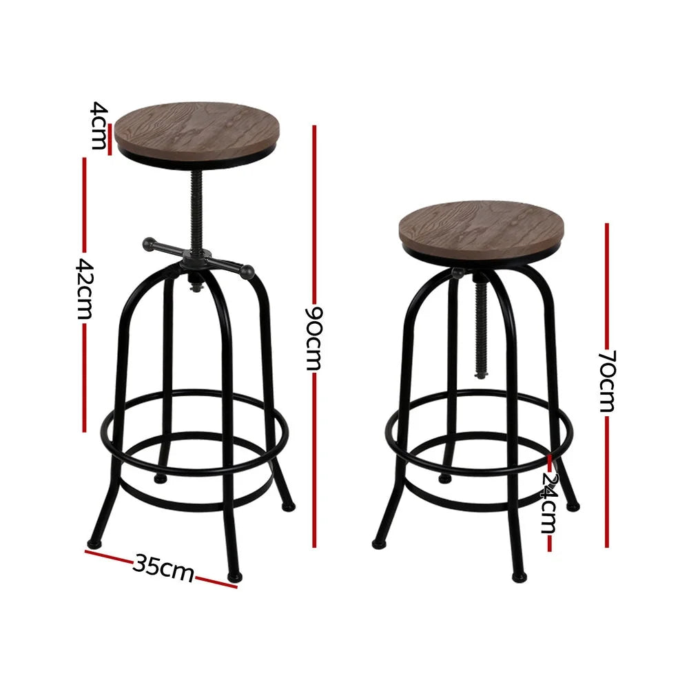 Wooden 4x bar stool for kitchen counter seating