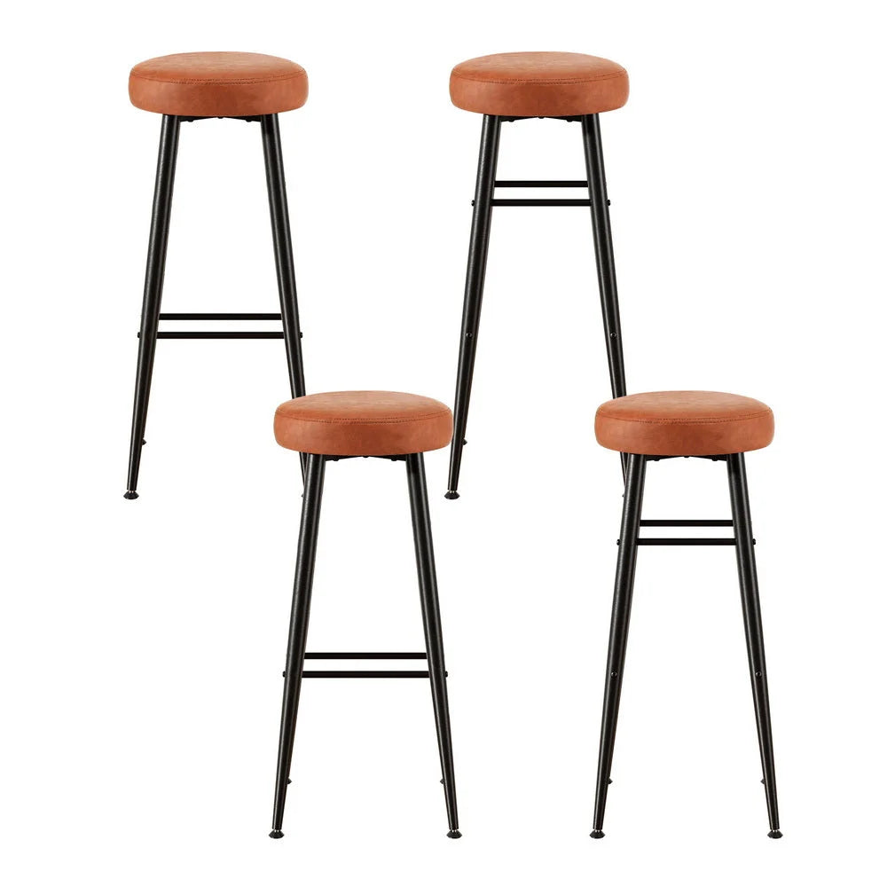 Artiss 4x Bar Stools Kitchen Dining Chairs Counter Round PU