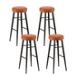 Brown leather bar stools kitchen with 4x dining chairs counter