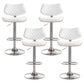 Set of four white wooden gas lift bar stools