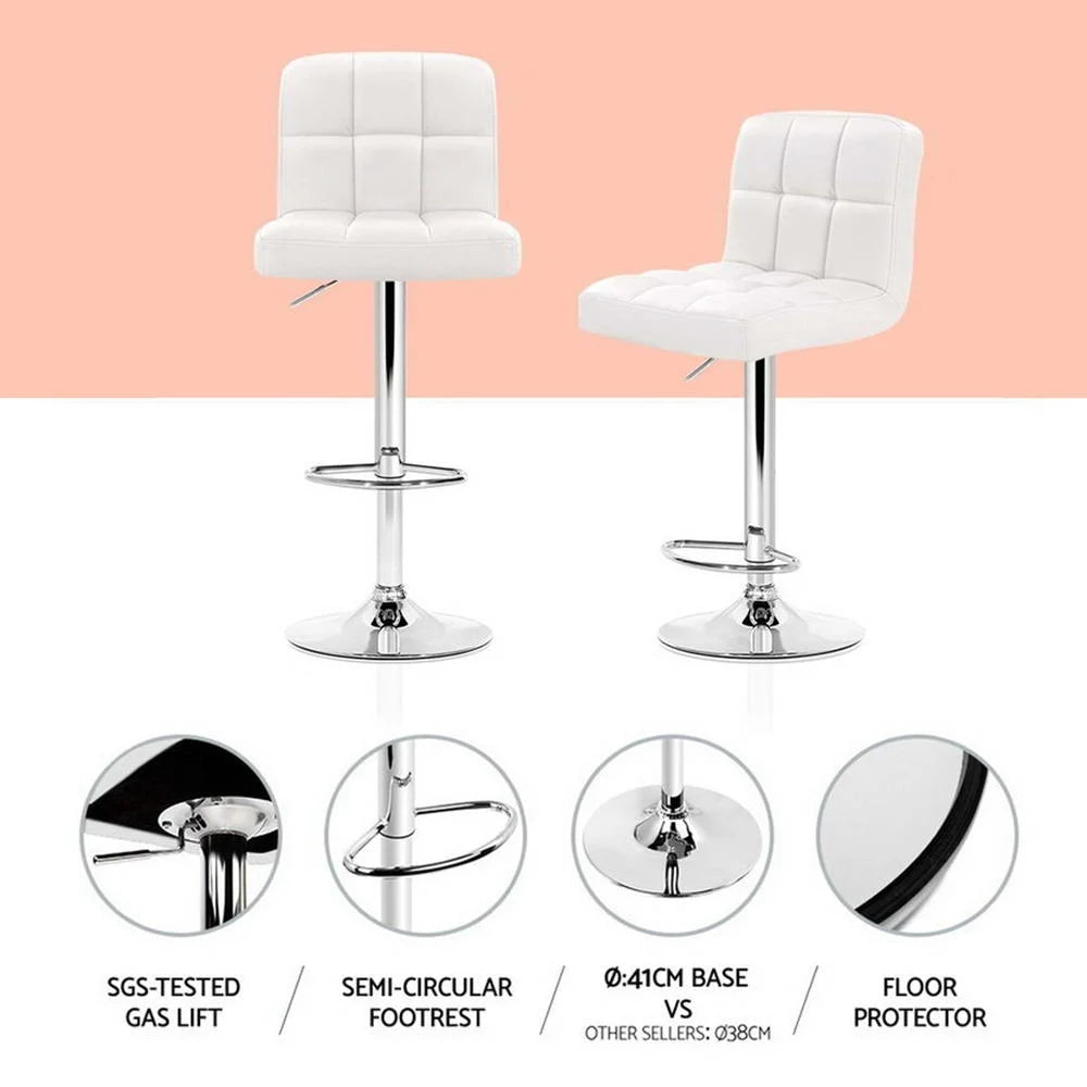 Artiss 4x Bar Stools Leather Gas Lift White - Furniture >