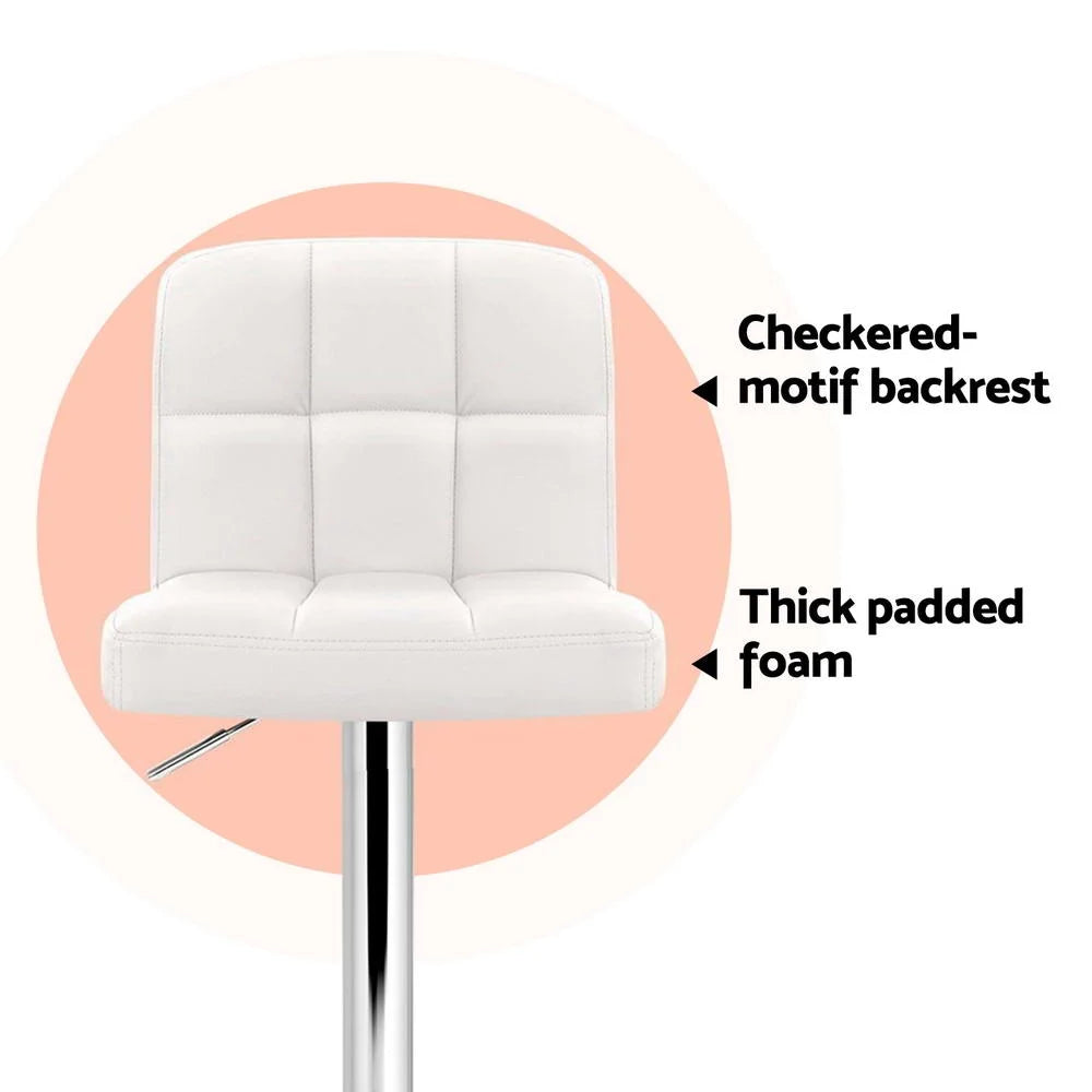 Artiss 4x Bar Stools Leather Gas Lift White - Furniture >