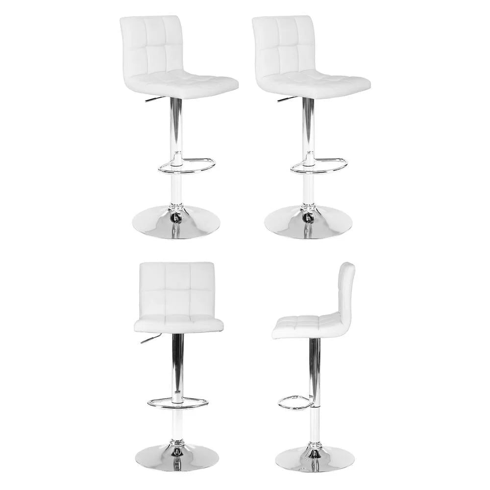 Artiss 4x Bar Stools Leather Gas Lift White - Furniture >