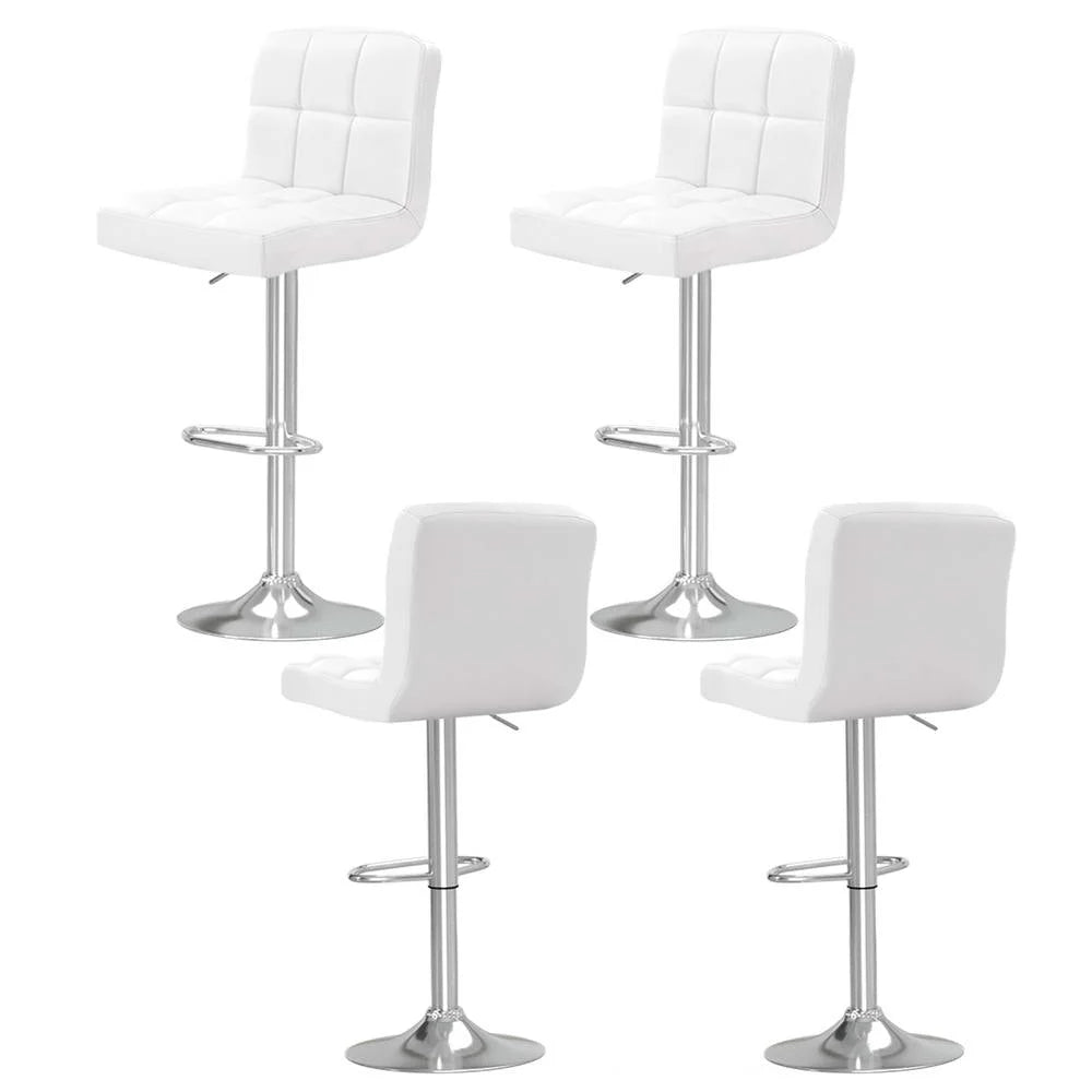 Artiss 4x Bar Stools Leather Gas Lift White - Furniture >