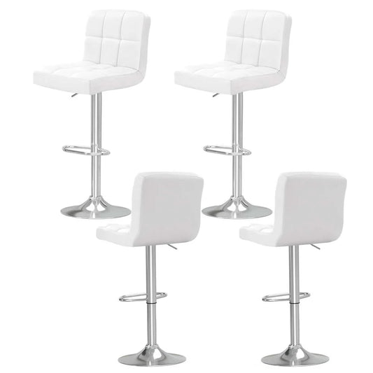 Artiss 4x Bar Stools Leather Gas Lift White - Furniture >