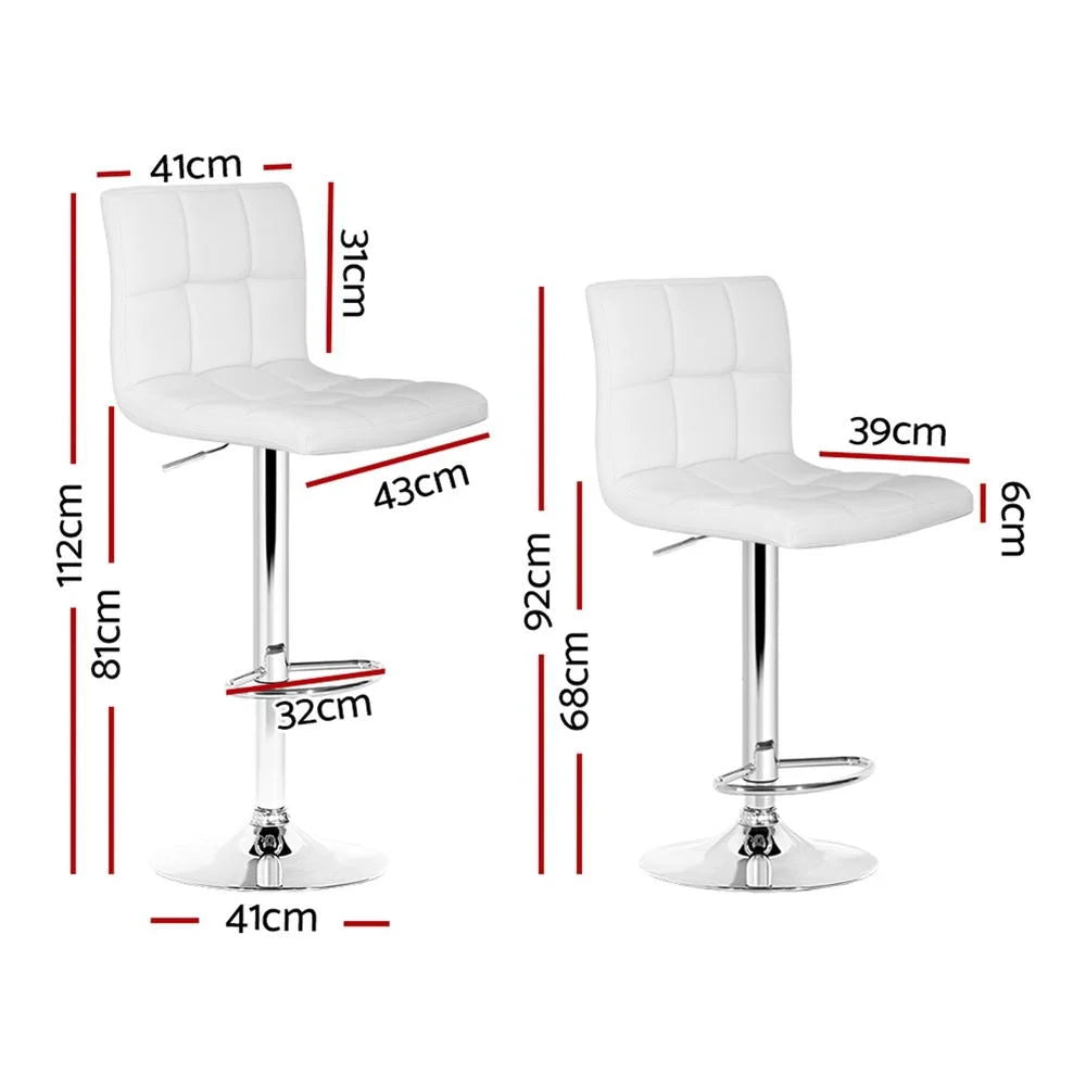 Artiss 4x Bar Stools Leather Gas Lift White - Furniture >