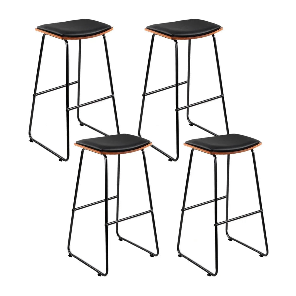 Artiss 4x Bar Stools Leather Padded Metal - Furniture > Bar