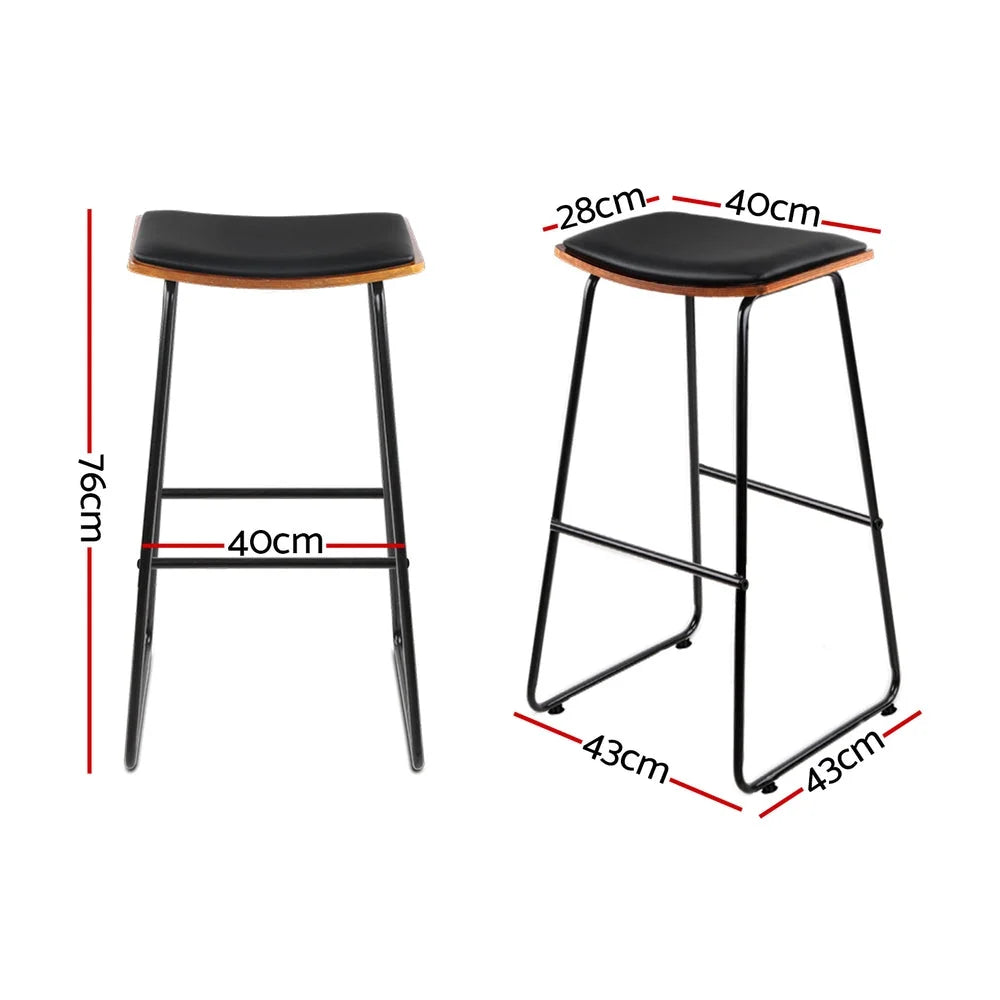 Artiss 4x Bar Stools Leather Padded Metal - Furniture > Bar