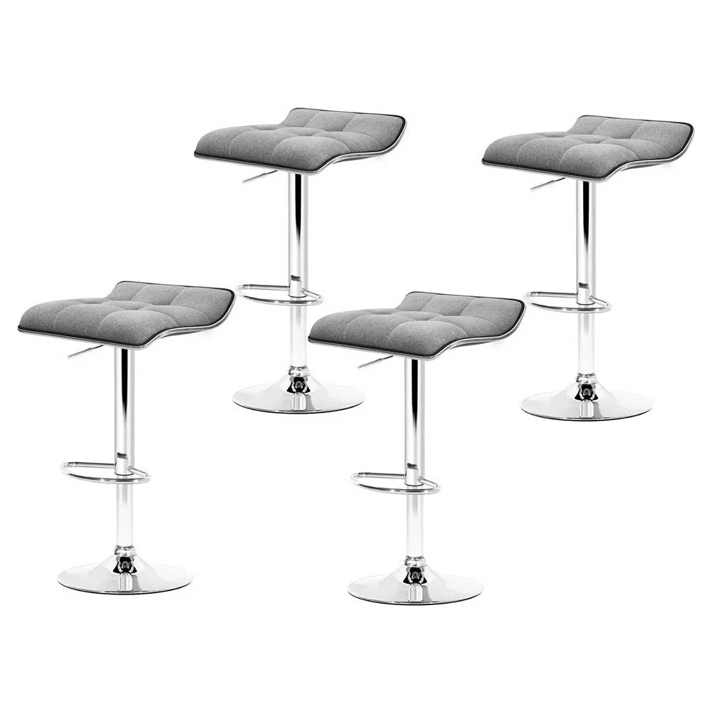 Artiss 4x Bar Stools Linen Padded Gas Lift - Furniture >