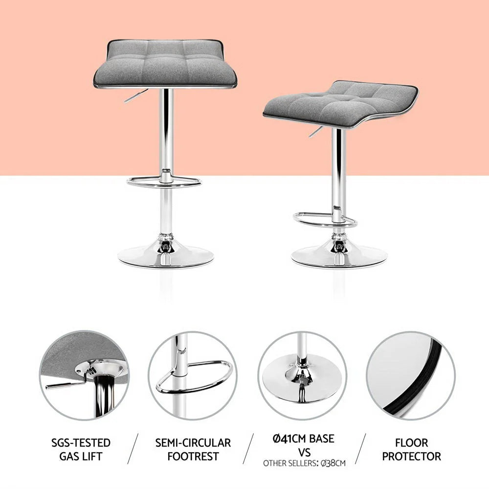 Artiss 4x Bar Stools Linen Padded Gas Lift - Furniture >