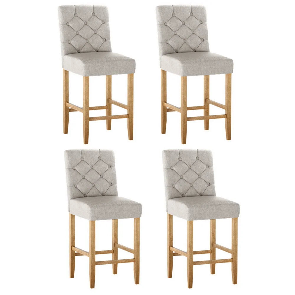 Artiss 4x Bar Stools Linen Upholstered Chairs - Furniture >