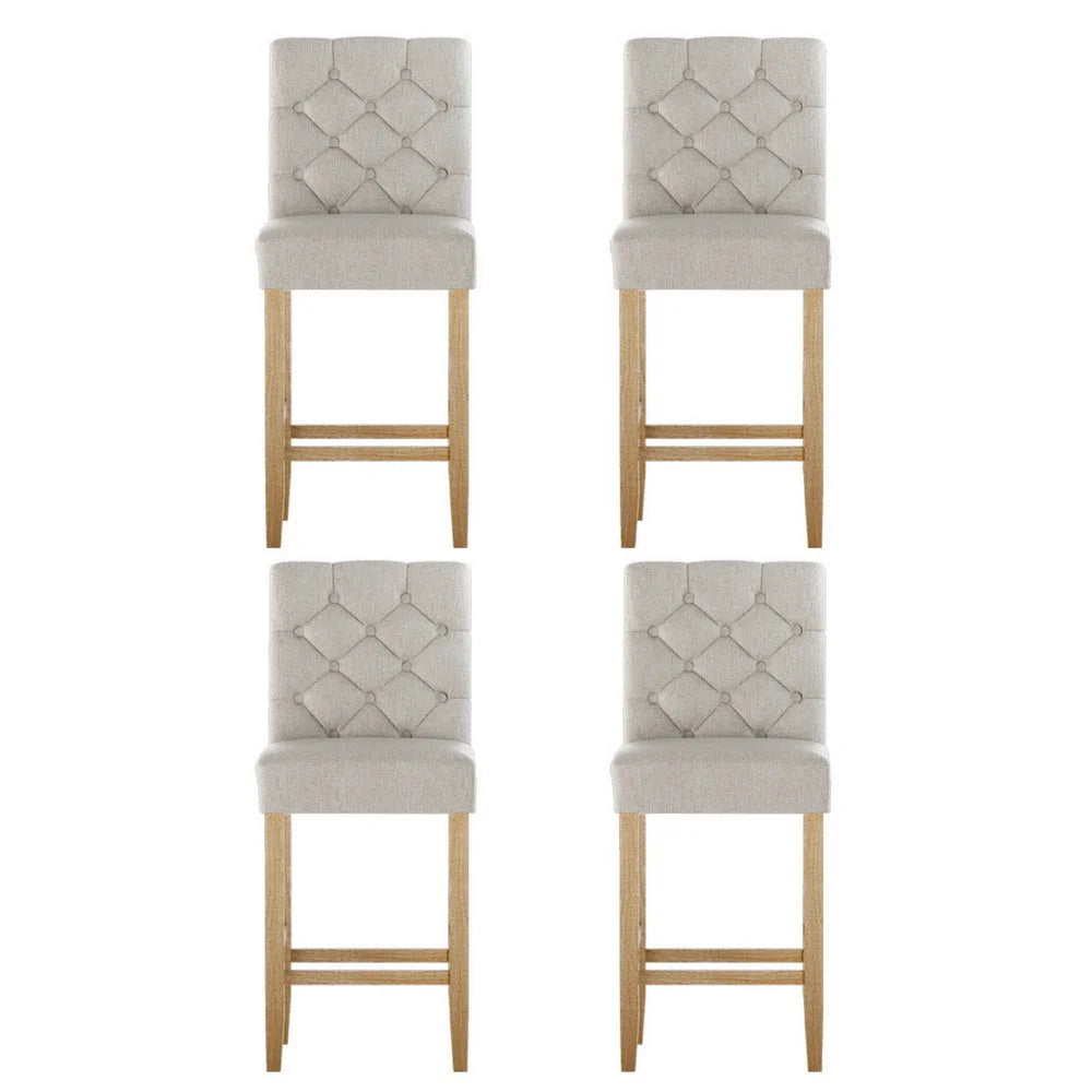 Artiss 4x Bar Stools Linen Upholstered Chairs - Furniture >