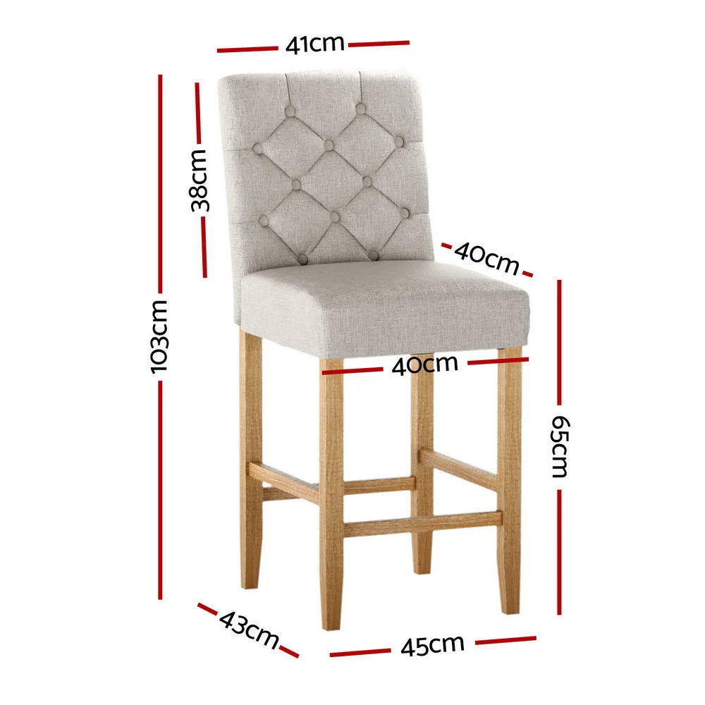 Artiss 4x Bar Stools Linen Upholstered Chairs - Furniture >