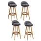 Grey linen bar stool set with counter-height legs and footrest