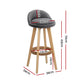 Grey linen bar stool set with chair legs and seat detailing