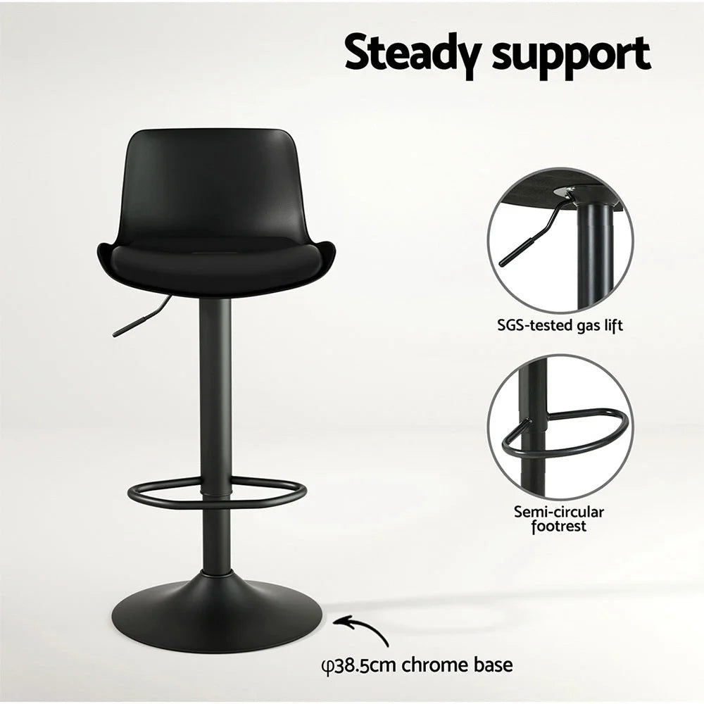 Artiss 4x Bar Stools Padded Seat Gas Lift Black - Furniture