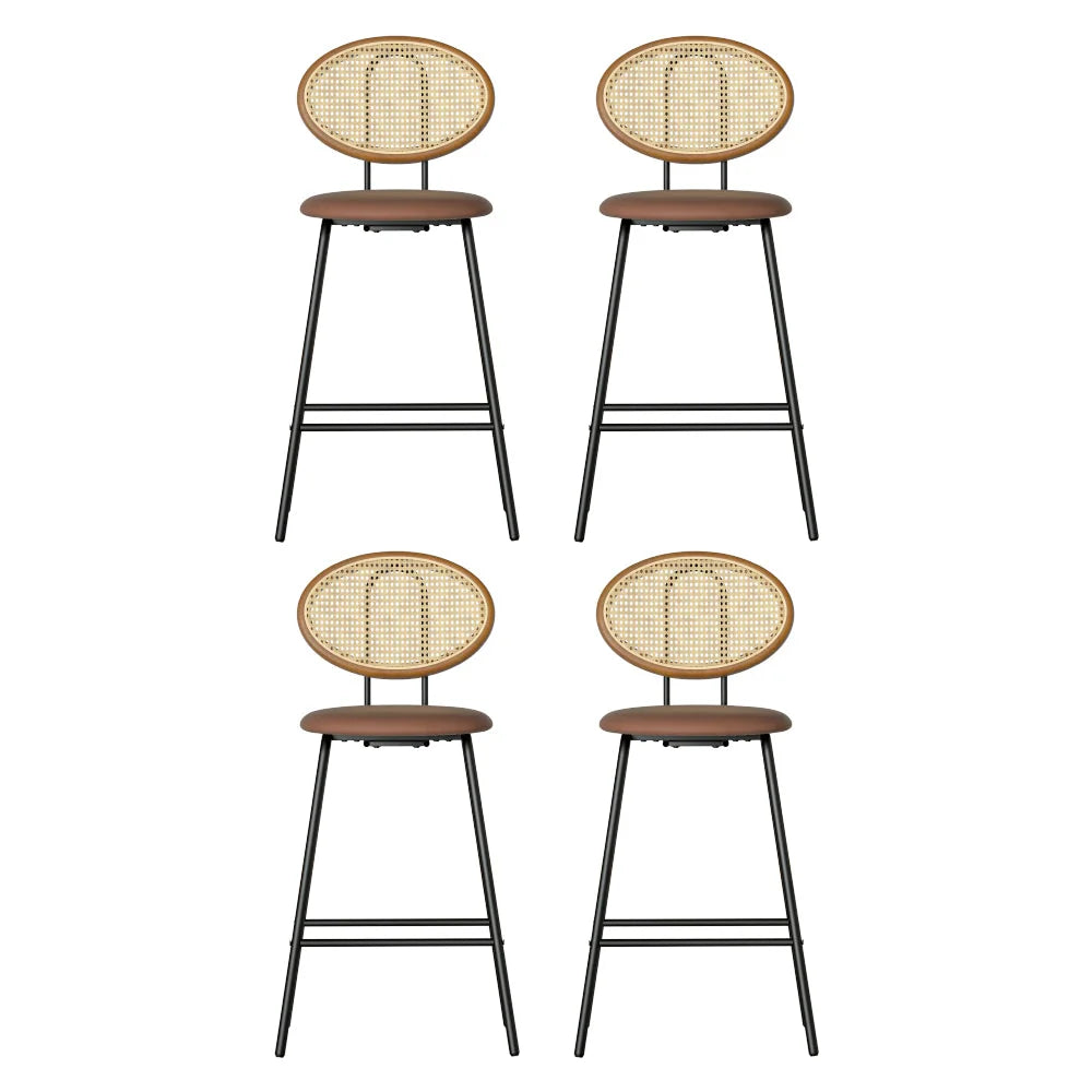 Artiss 4x Bar Stools PU Leather Stools Brown - Furniture >
