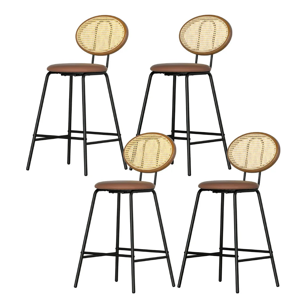 Artiss 4x Bar Stools PU Leather Stools Brown - Furniture >