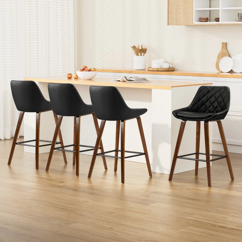 Artiss 4x Bar Stools PU Seat Wooden - Furniture > Bar