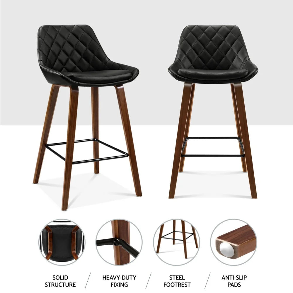 Artiss 4x Bar Stools PU Seat Wooden - Furniture > Bar