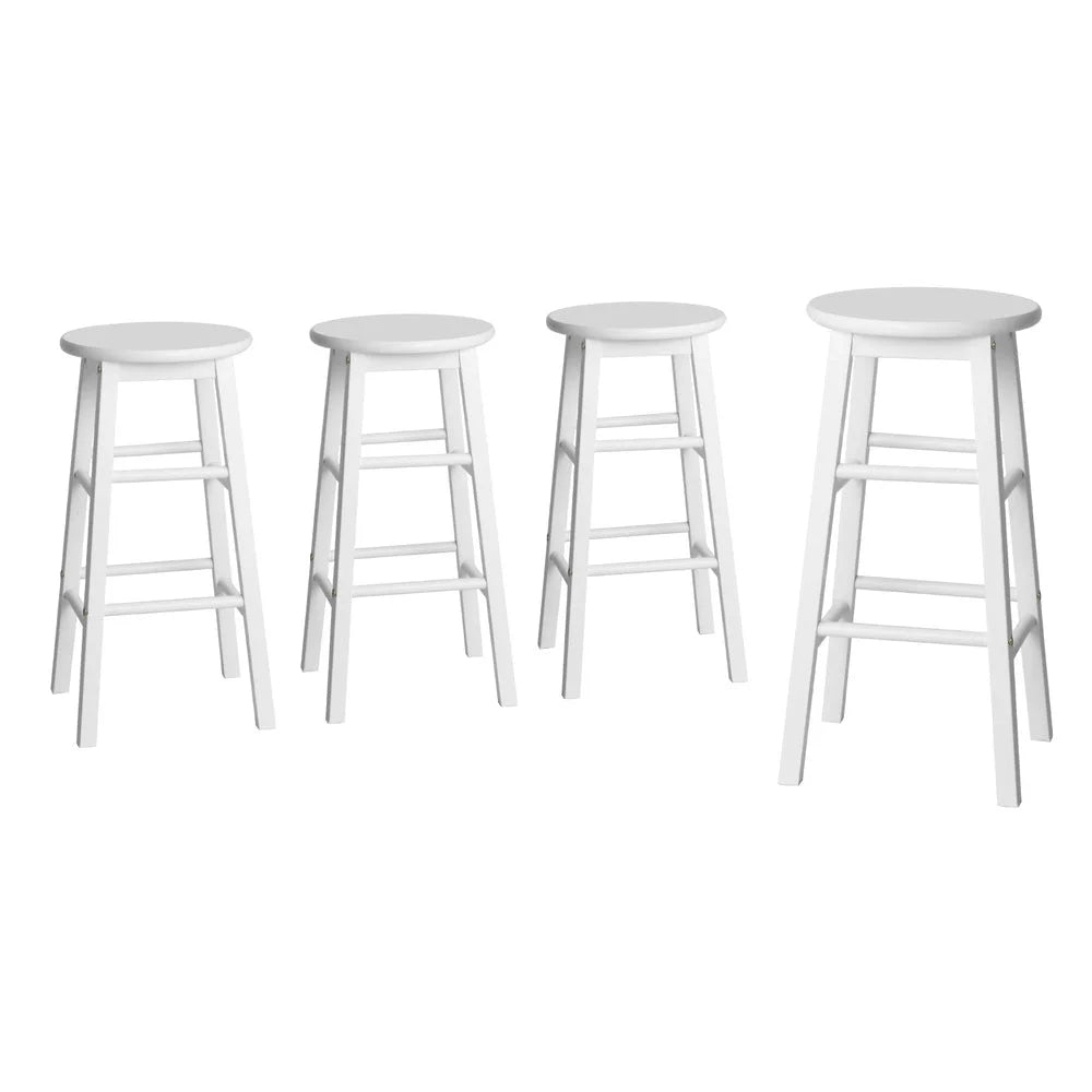 Artiss 4x Bar Stools Round Chairs Wooden White - Furniture