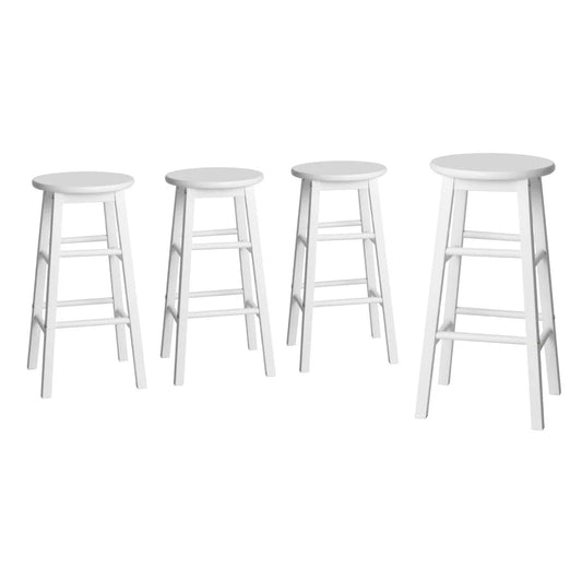 Artiss 4x Bar Stools Round Chairs Wooden White - Furniture