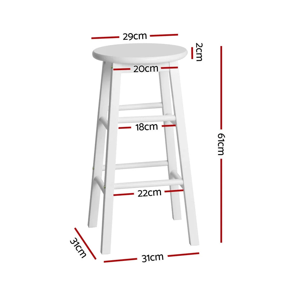 Artiss 4x Bar Stools Round Chairs Wooden White - Furniture