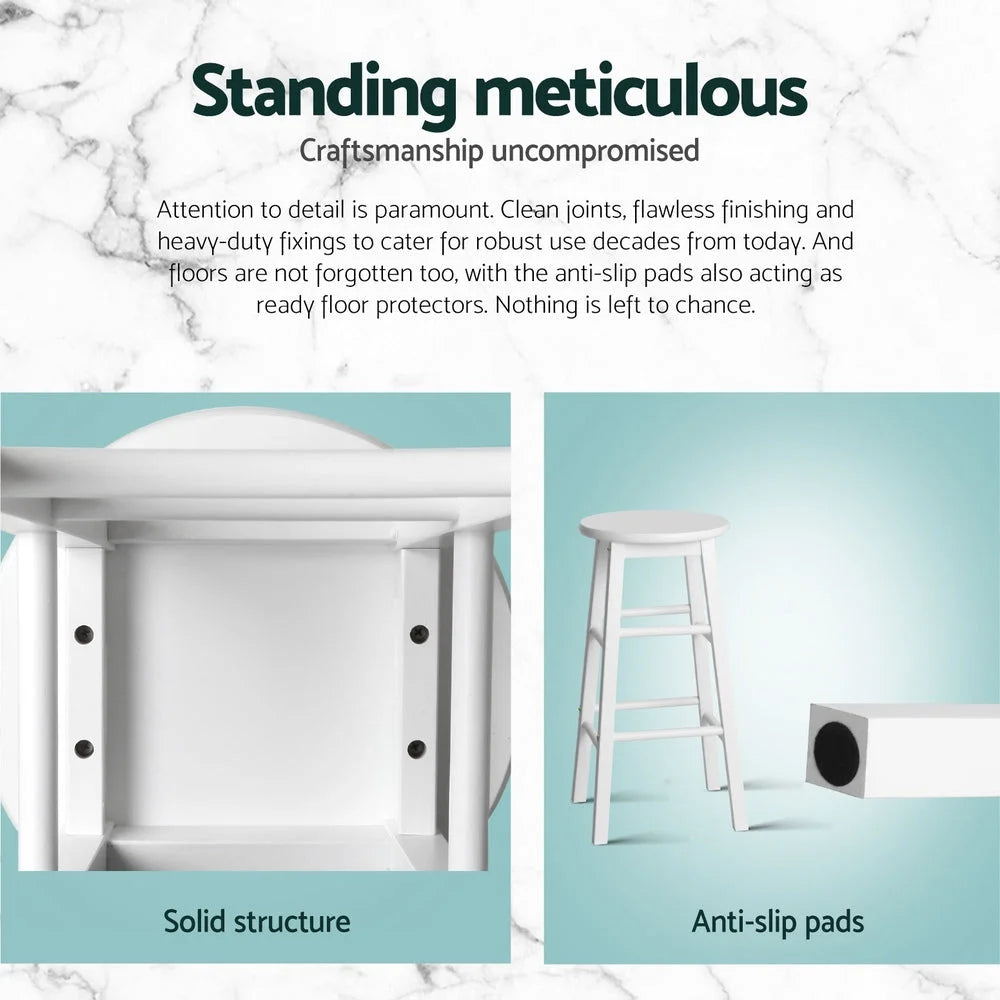 Artiss 4x Bar Stools Round Chairs Wooden White - Furniture