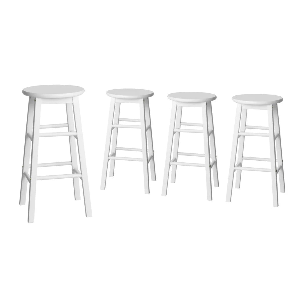 Artiss 4x Bar Stools Round Chairs Wooden White - Furniture
