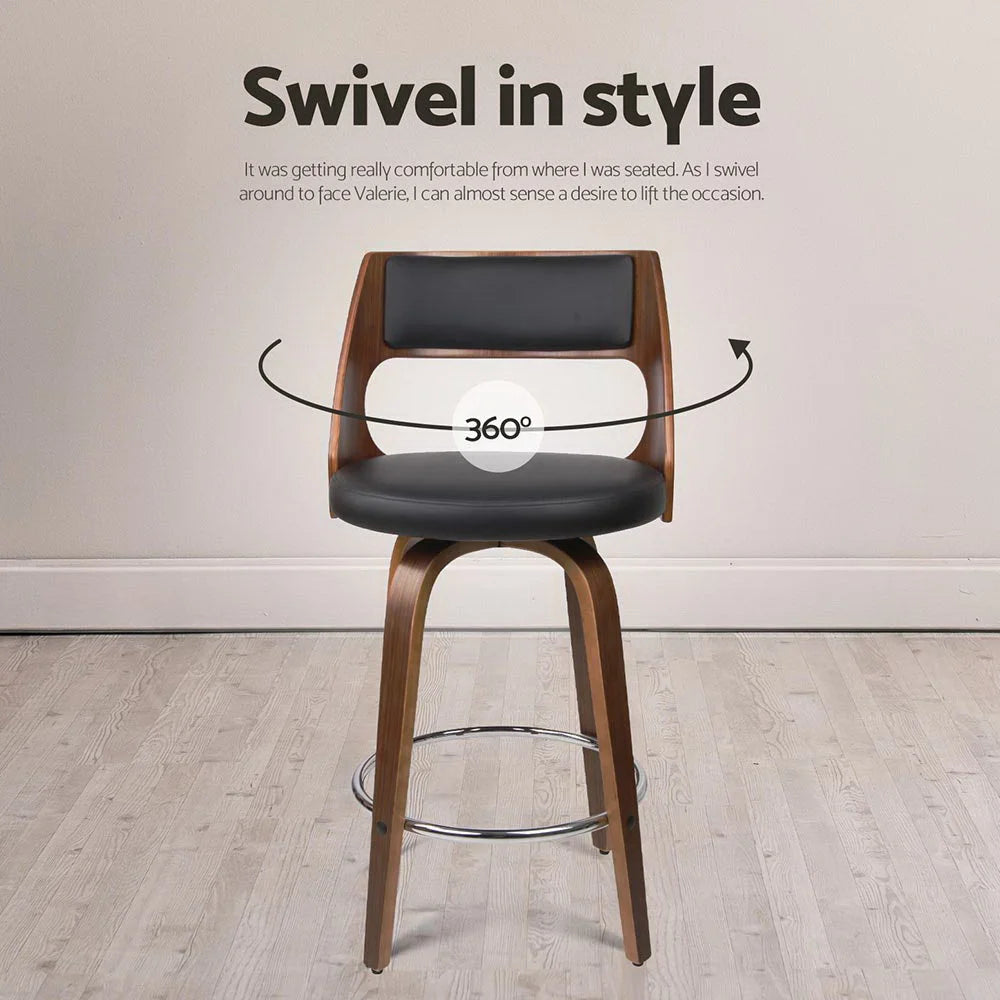 Artiss 4x Bar Stools Swivel Leather Chair 65cm - Furniture